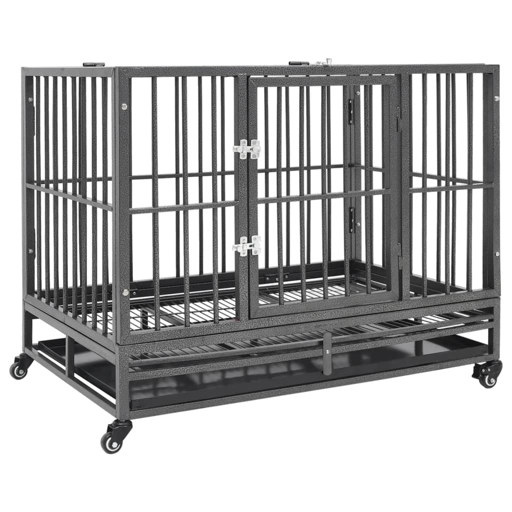 Cage pour chien avec roues en acier - 92 x 62 x 76 cm - number 1.