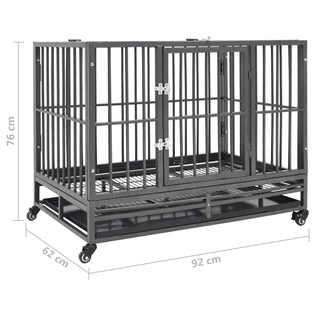 Cage pour chien avec roues en acier - 92 x 62 x 76 cm - number 8.