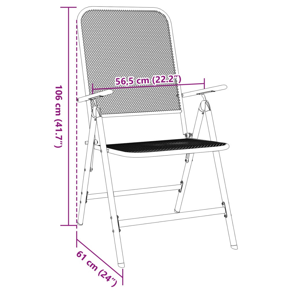 Foldbare havestole 4 stk. strækmetaltnet antracitgrå - number 9.