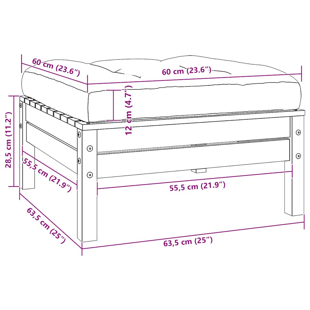 Hagesalongsett deler med kremfargede puter heltre furu - honningfarget, 3, hjørnedel + midtdel + fotskammel - number 10.