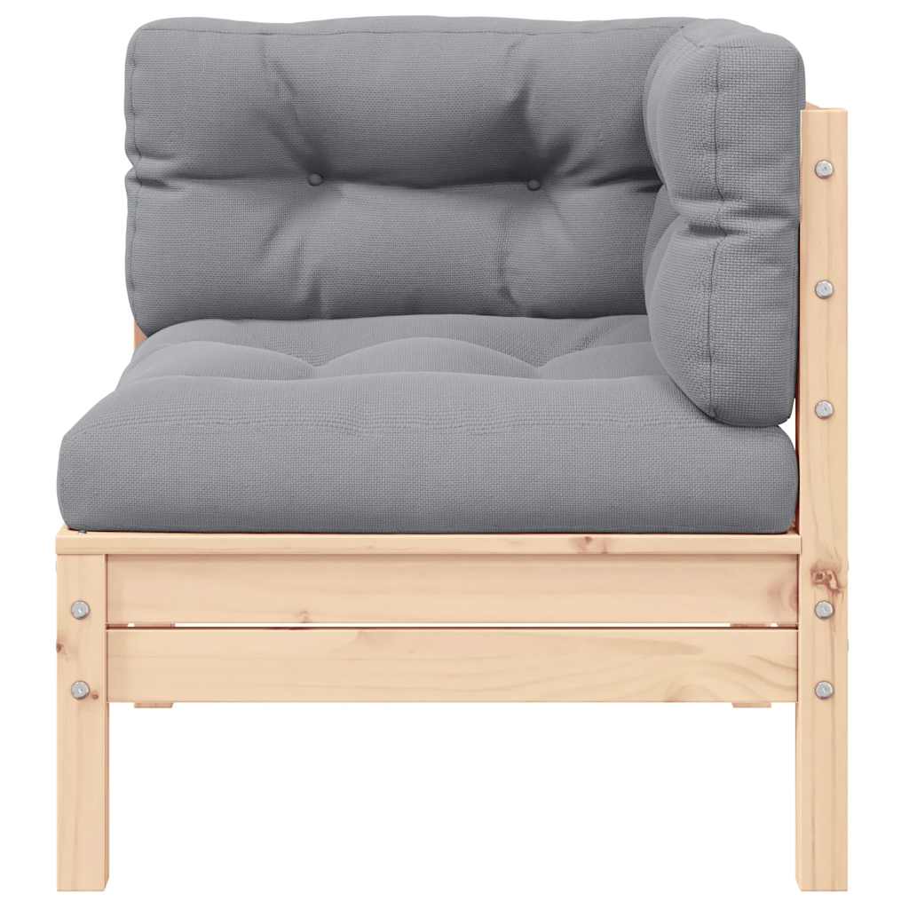 2-personers havesofa med grå hynder massivt fyrretræ - brun og grå, 2, hjørnesofa (2 stk.) - number 3.