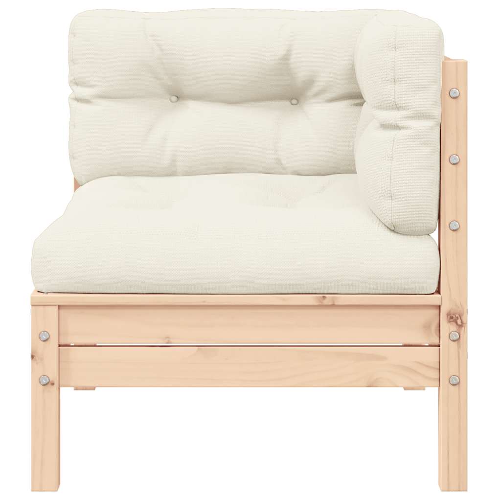 2-personers havesofa med cremefarvede hynder massivt fyrretræ - natur og cremefarvet, 2, hjørnesofa (2 stk.) - number 3.