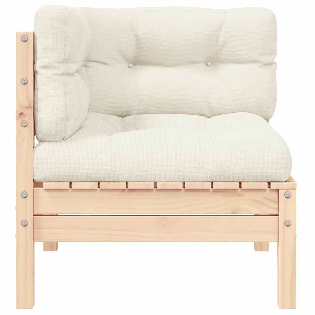 Kutni modul za vrtnu garnituru, jastuci krem boje, puna borovina - number 2.