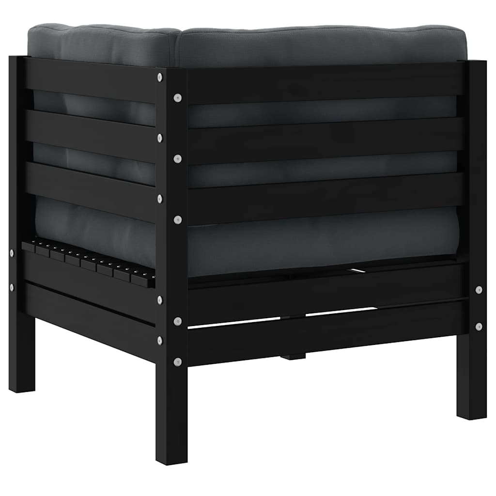 Hjørnedel til havesofa med hynder massivt fyrretræ sort - number 3.