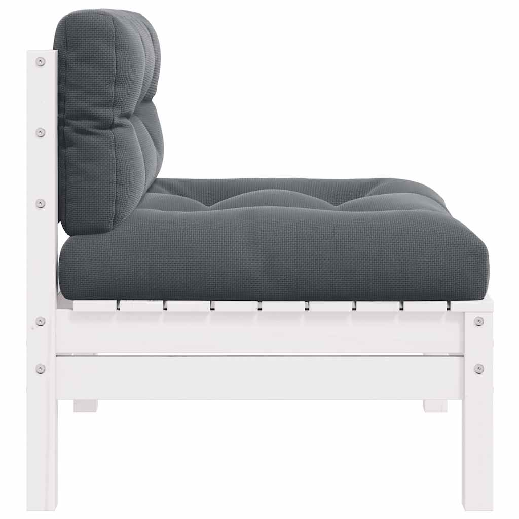 Midterdel til havesofa med hynder massivt fyrretræ - hvid, 1, midtersofa - number 3.