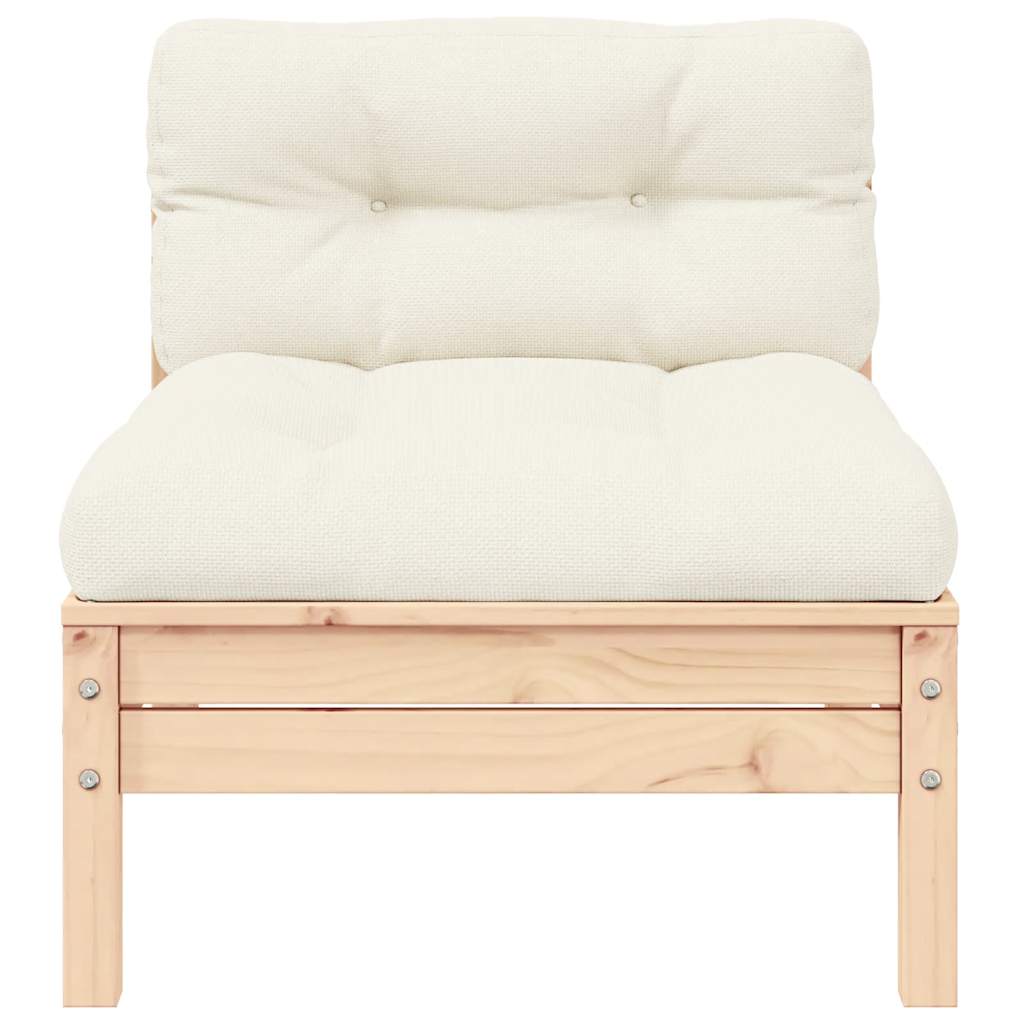 Središnji modul za vrtnu sofu, jastuci krem boje, puna borovina - number 2.