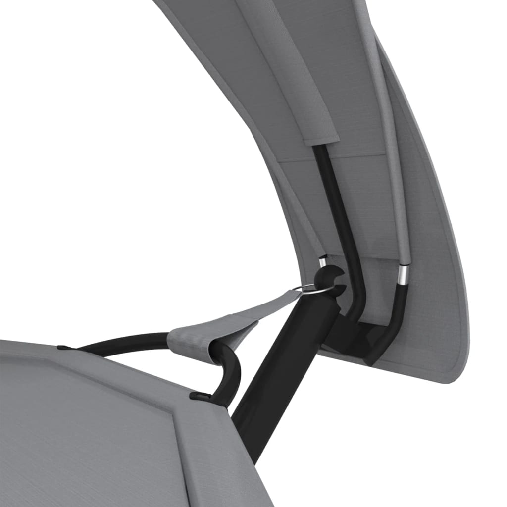 Udendørs loungeseng med baldakin stål og oxfordstof - grå - number 6.