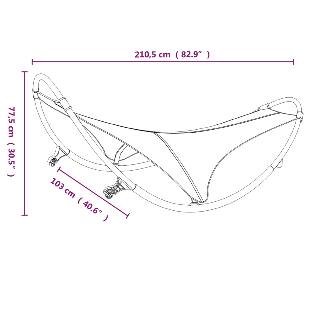 Ležaljka s funkcijom ljuljanja i kotačićima od čelika i tekstila - siva, 1 - number 6.
