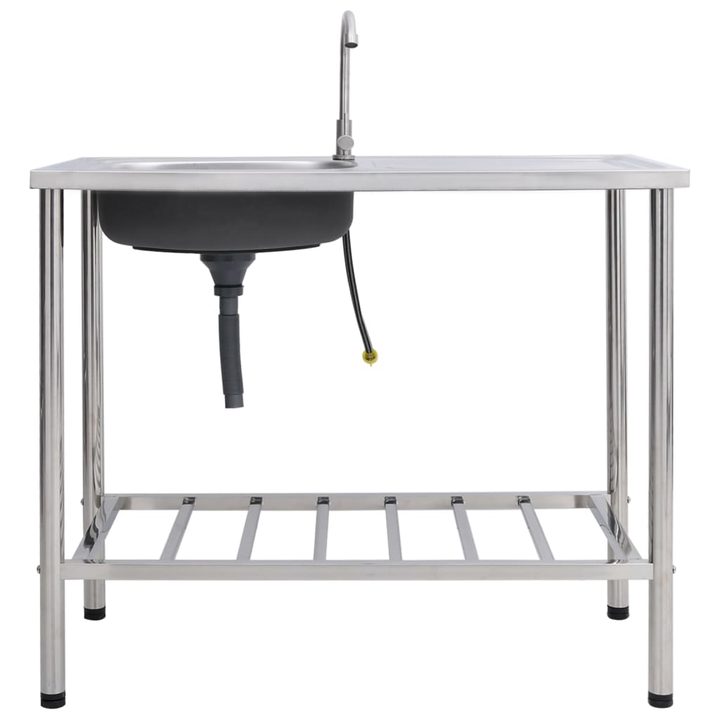 Campingvask med hane enkelt vask rustfrit stål - 100 x 50 x 15 cm - number 2.