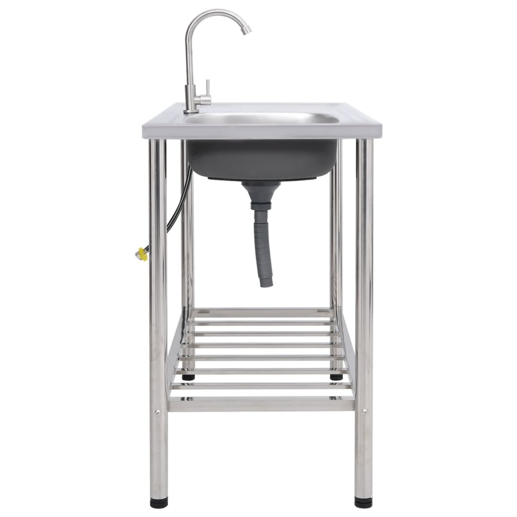 Campingvask med hane enkelt vask rustfrit stål - 100 x 50 x 15 cm - number 3.