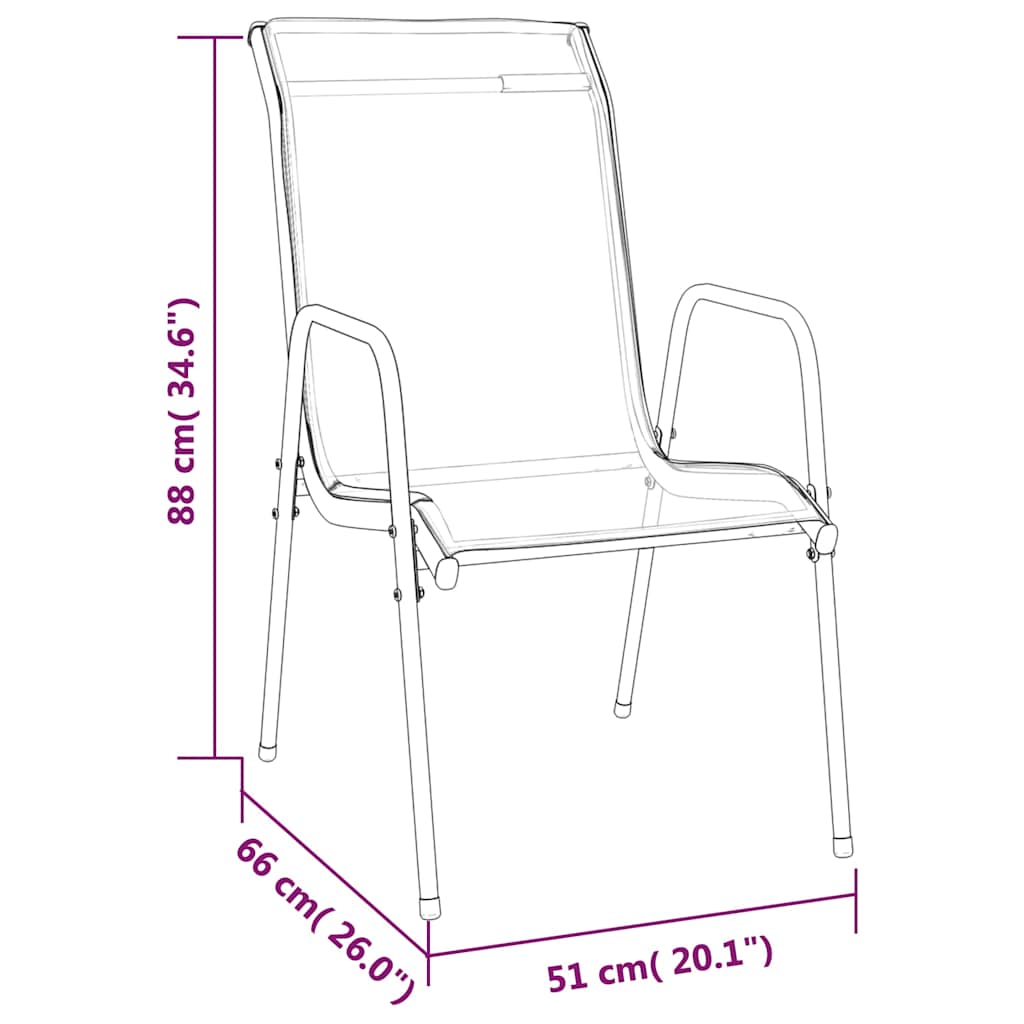 Havestole 2 stk. stål og textilene sort - number 6.