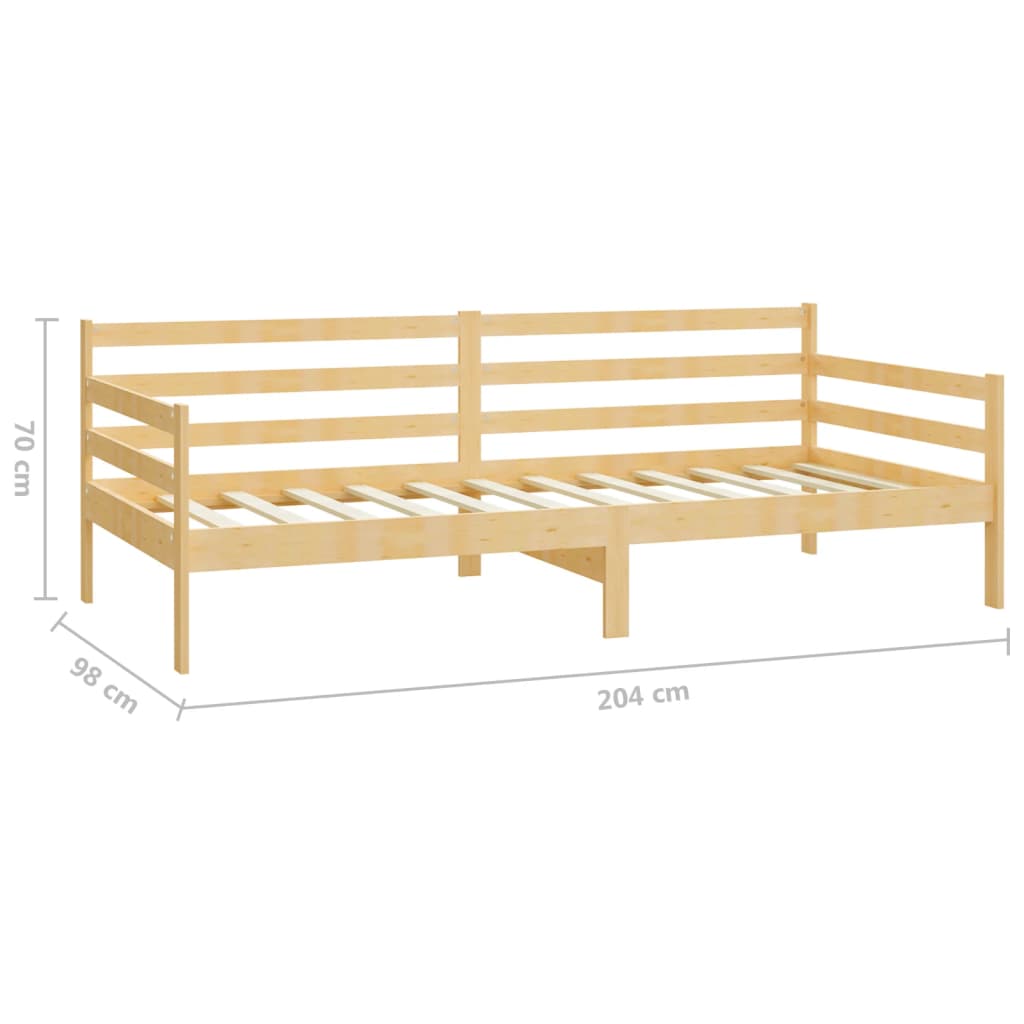 Daybed massivt fyrretræ - naturfarvet, 90 x 200 cm - number 8.