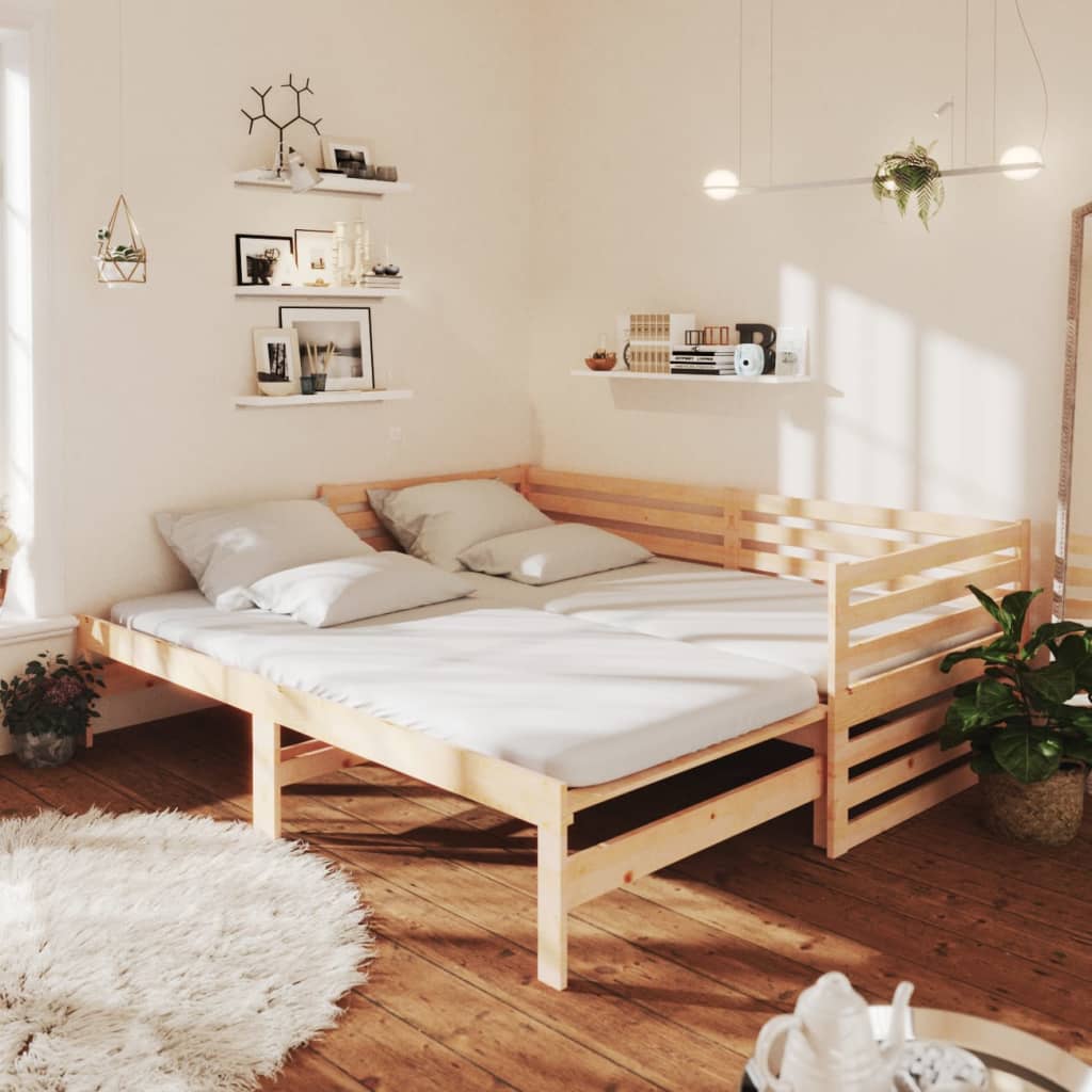 Daybed med udtræk 2x(90x200) cm massivt fyrretræ - naturfarvet - number 1.