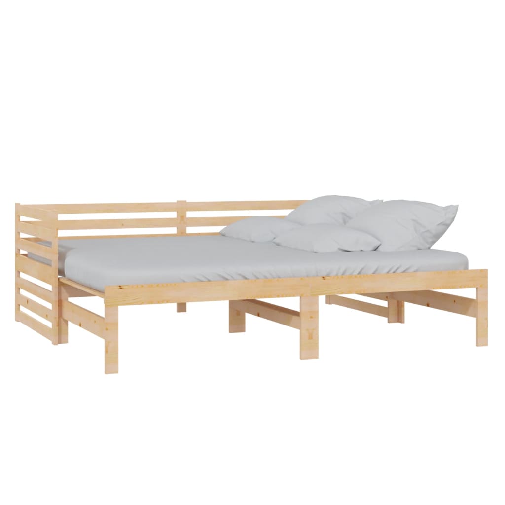 Daybed med udtræk 2x(90x200) cm massivt fyrretræ - naturfarvet - number 2.