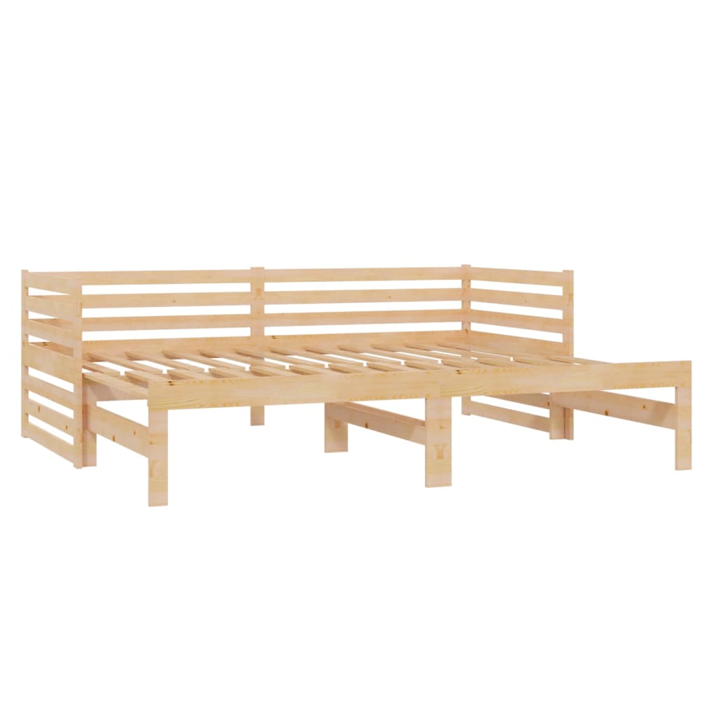 Daybed med udtræk 2x(90x200) cm massivt fyrretræ - naturfarvet - number 5.