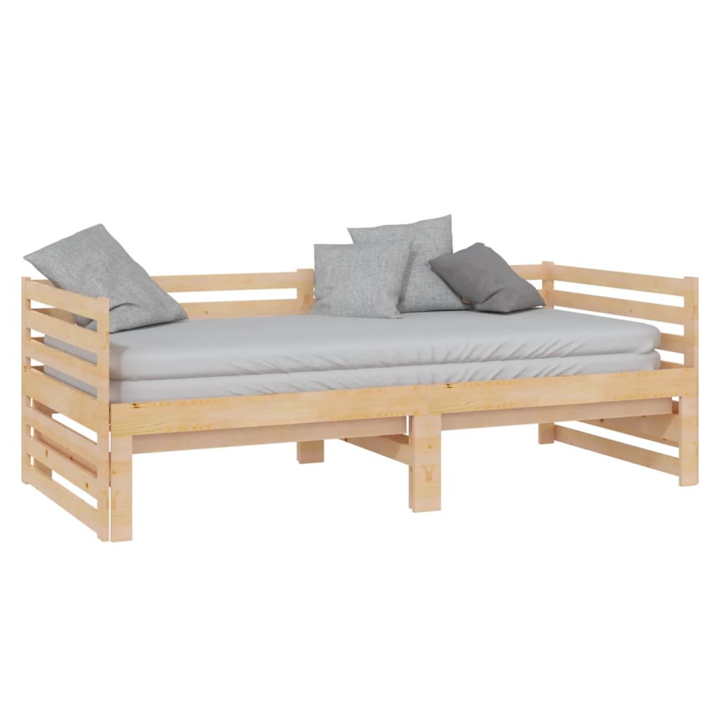 Daybed med udtræk 2x(90x200) cm massivt fyrretræ - naturfarvet - number 4.