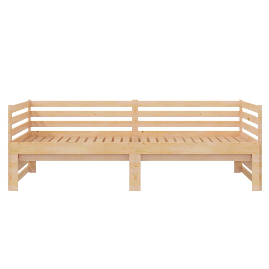 Daybed med udtræk 2x(90x200) cm massivt fyrretræ - naturfarvet - number 7.