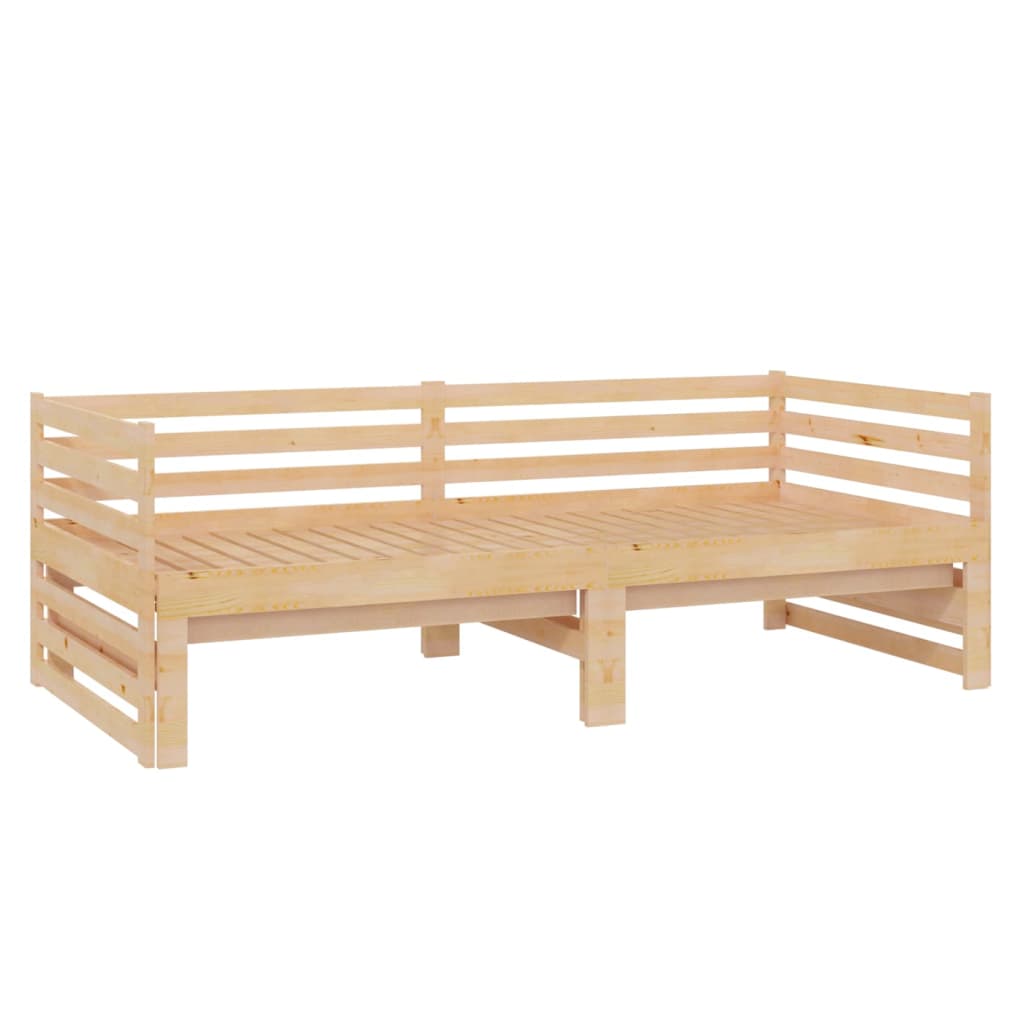 Daybed med udtræk 2x(90x200) cm massivt fyrretræ - naturfarvet - number 6.