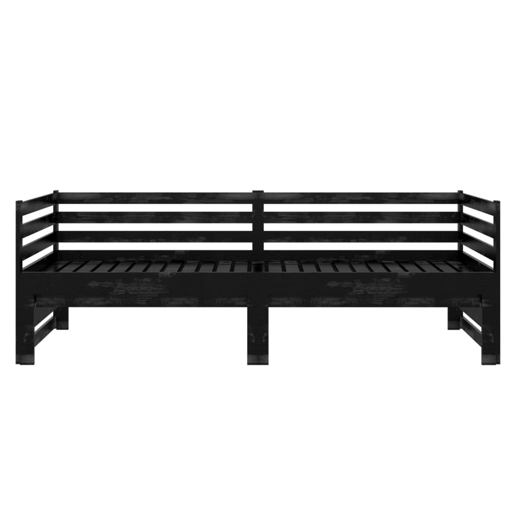 Daybed med uttrekk 2x(90x200) cm massiv furu sort - number 7.