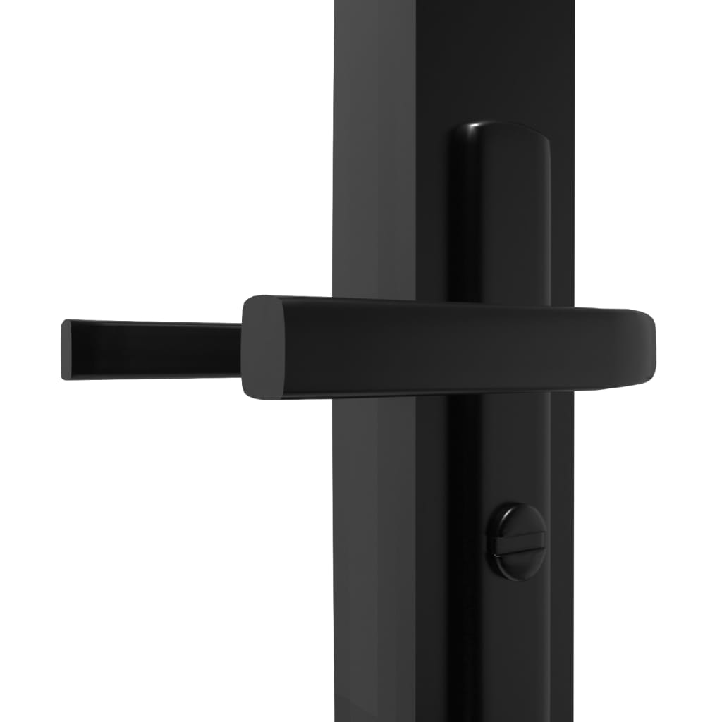 Indvendig dør 93x201,5 sikkerhedsglas og aluminium sort - sort og gennemsigtig, 93 x 201.5 cm, 1, 2 horisontale stænger - number 5.