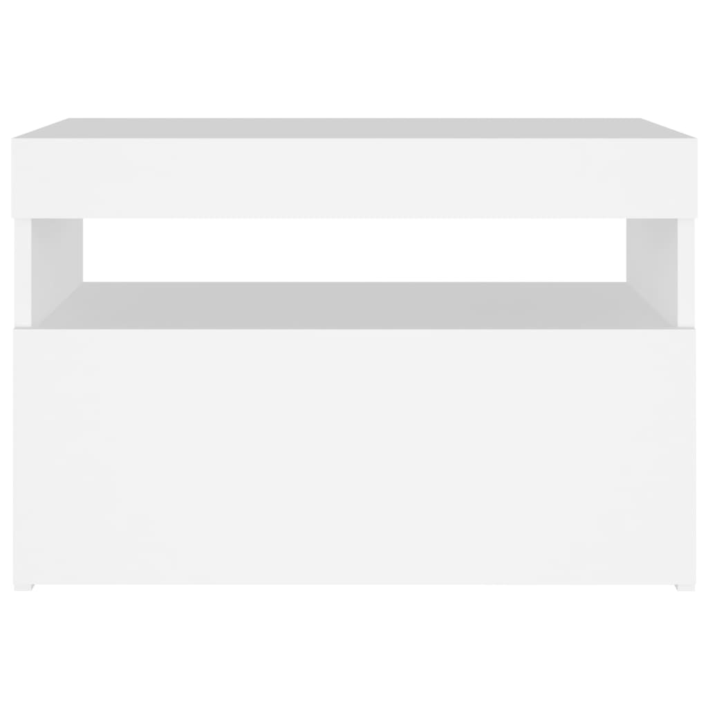 Sengebord med led-lys stk. 60x35x40 cm konstrueret træ - hvid, 2 - number 10.