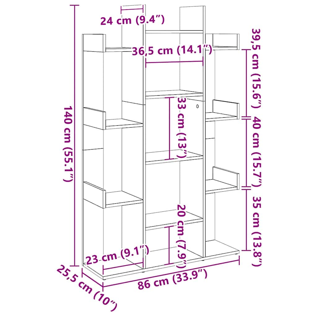 Bokhylle 86x25,5x140 cm konstruert tre - hvit, 1 - number 7.