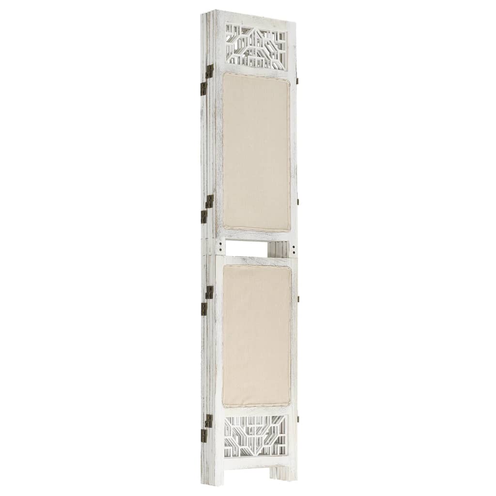 5-felts romdeler 175x165 cm kremfarget stoff - number 3.