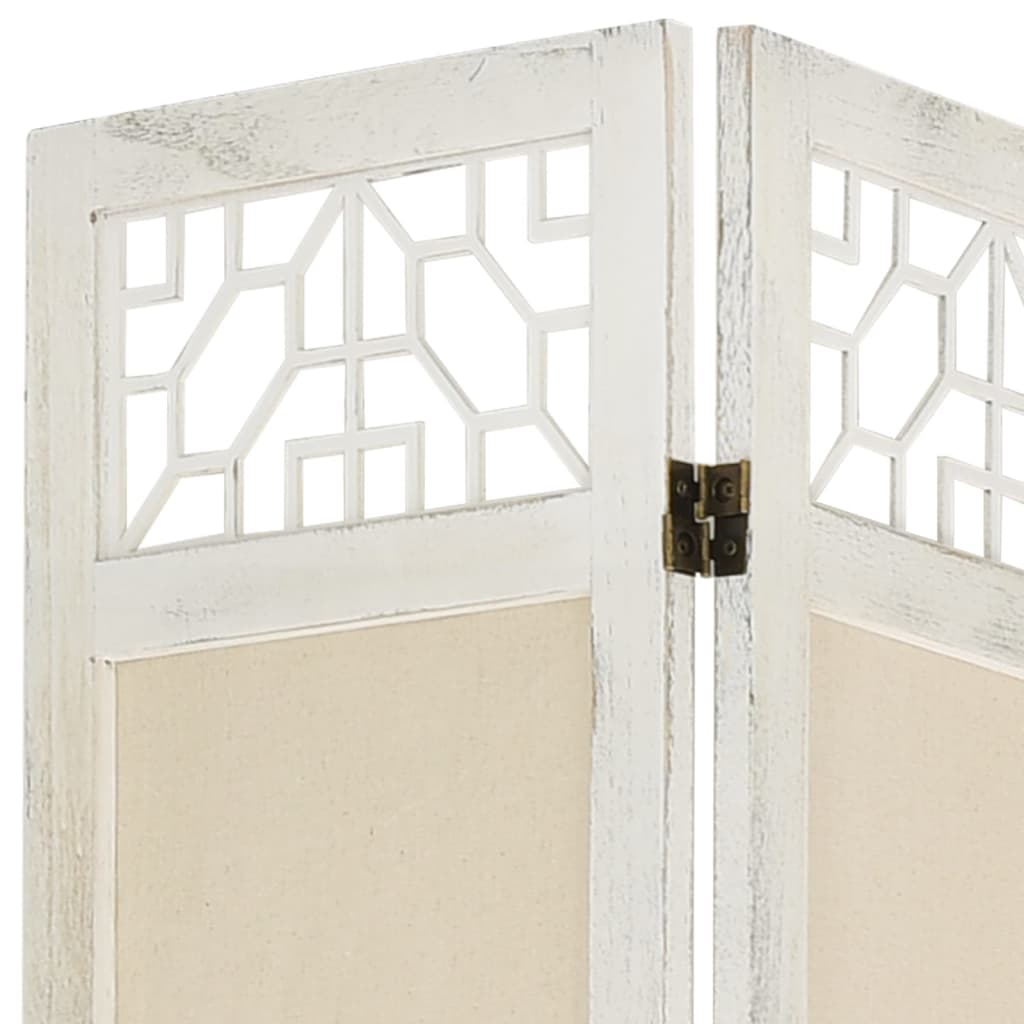 5-felts romdeler 175x165 cm kremfarget stoff - number 6.