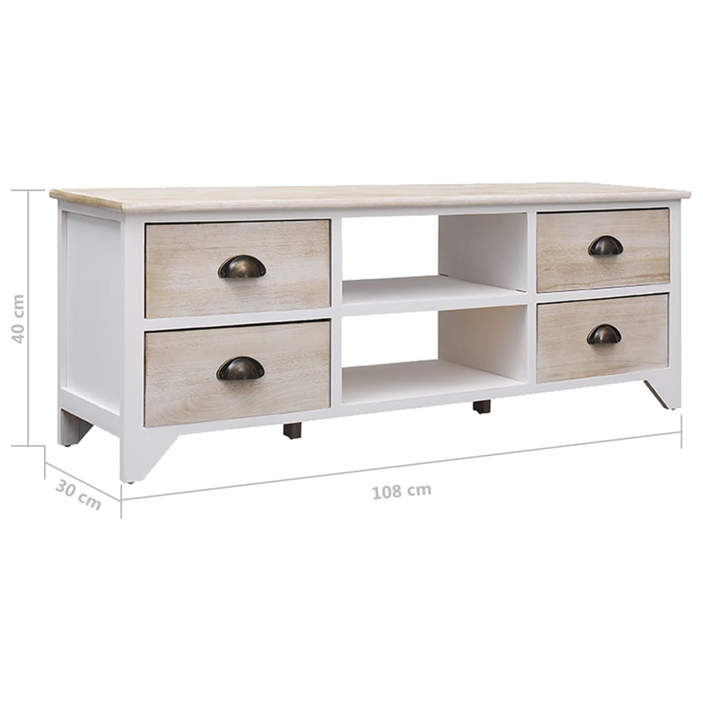 Tv cabinet 108x30x40 cm solid imperial wood - light wood, 1 - number 7.