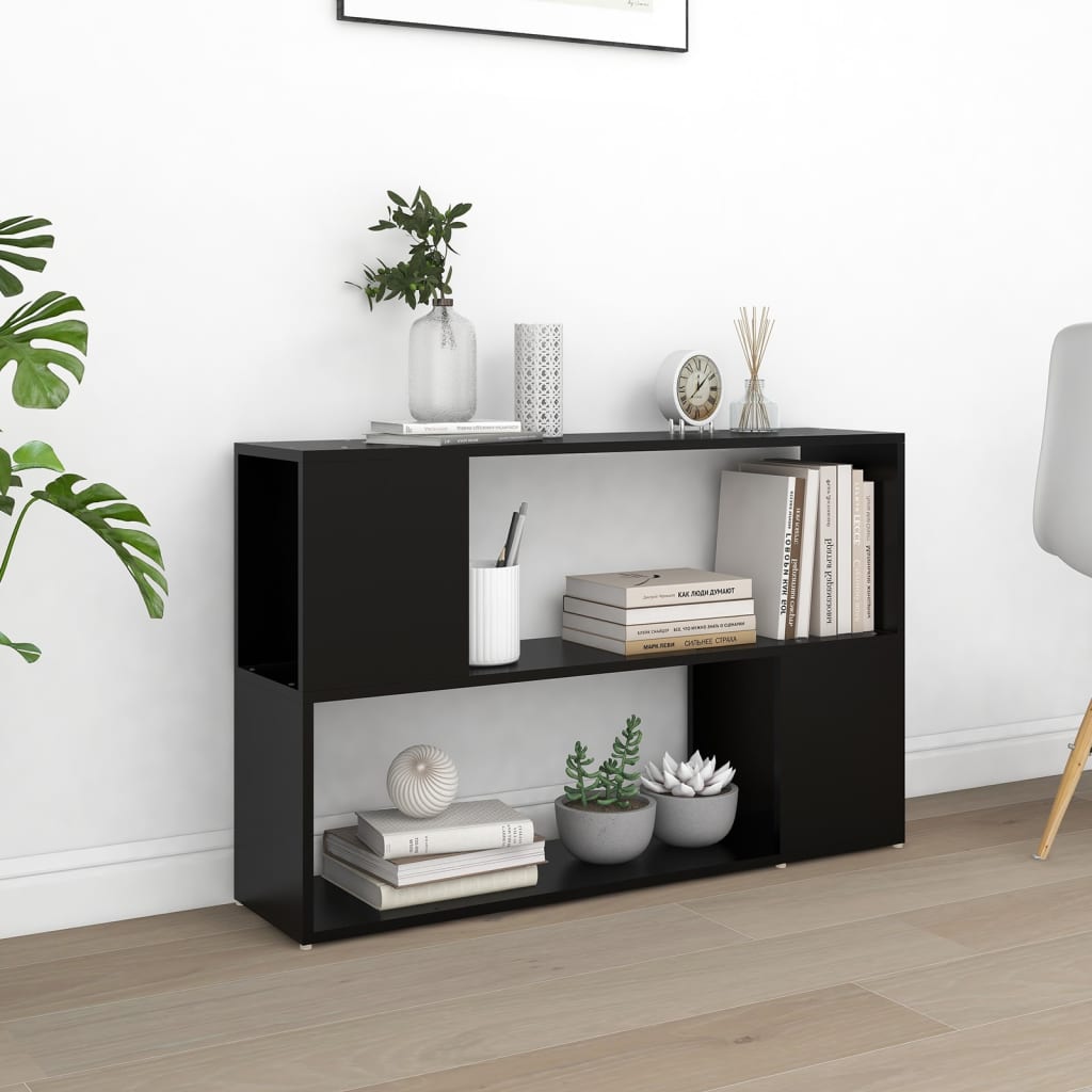 Bogreol 100x24x63 cm konstrueret træ - sort, 1 - number 1.