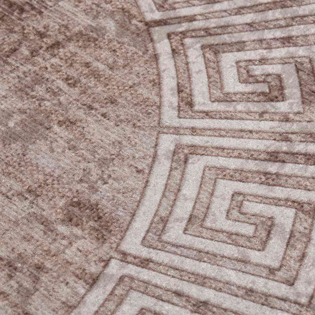 Gulvtæppe 120 cm skridsikkert og vaskbart beige - beige og guldfarvet, ø 120 cm - number 4.