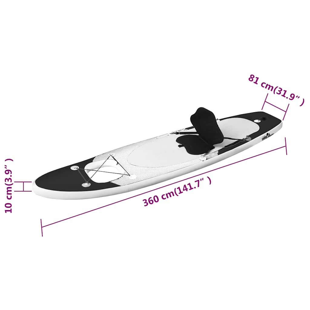 Oppusteligt paddleboardsæt 360x81x10 cm sort - number 12.