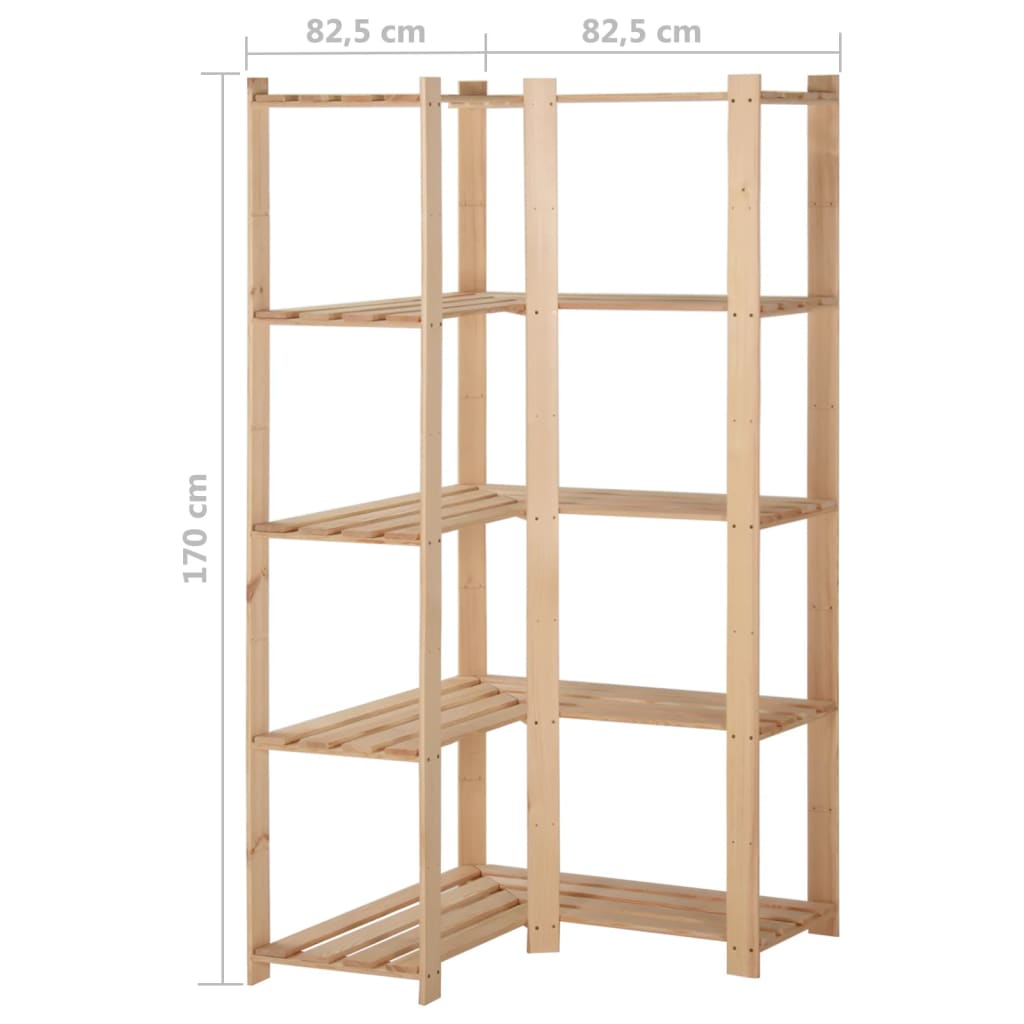Libreria angolare a 5 livelli 82,5x82,5x170 cm pino massello - number 7.