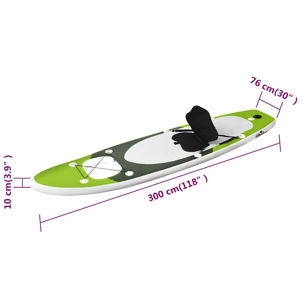 Oppusteligt paddleboardsæt 300x76x10 cm grøn - number 12.