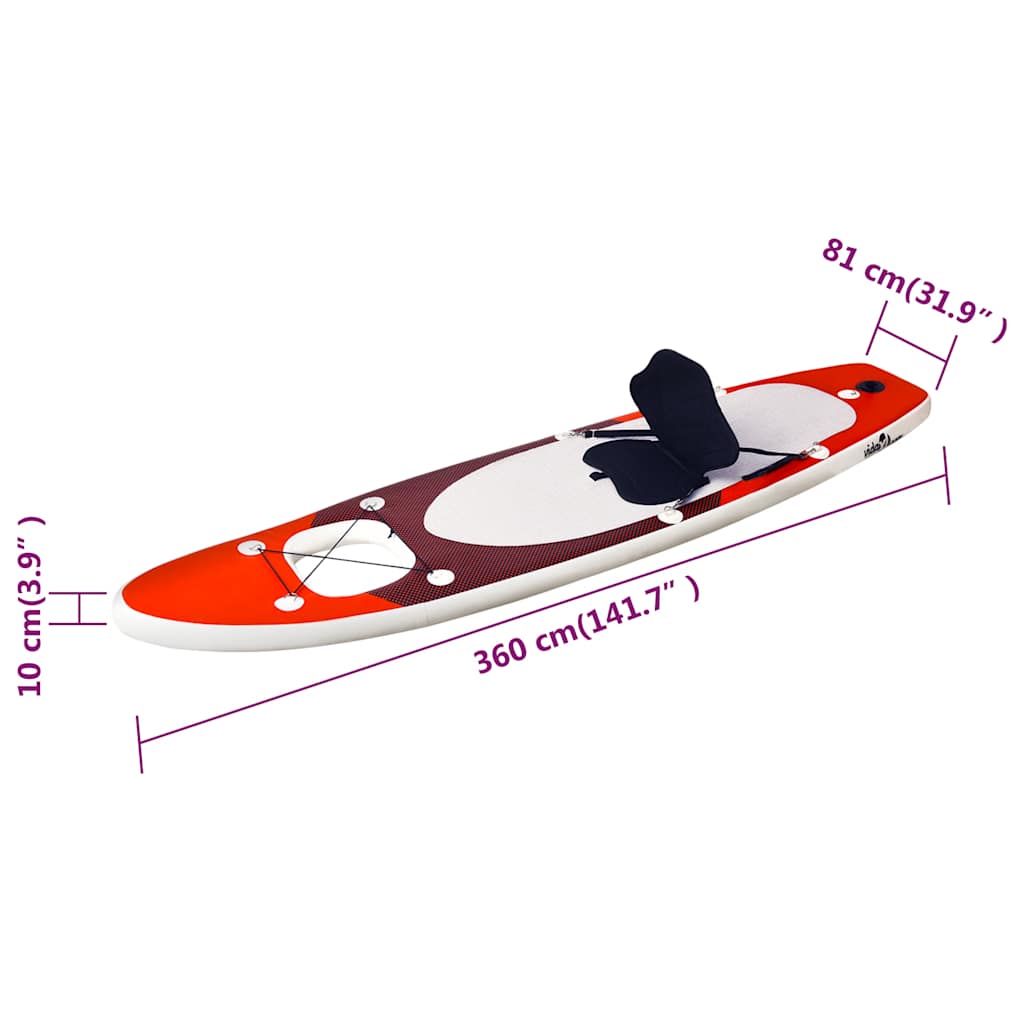 Oppusteligt paddleboardsæt 360x81x10 cm rød - number 12.