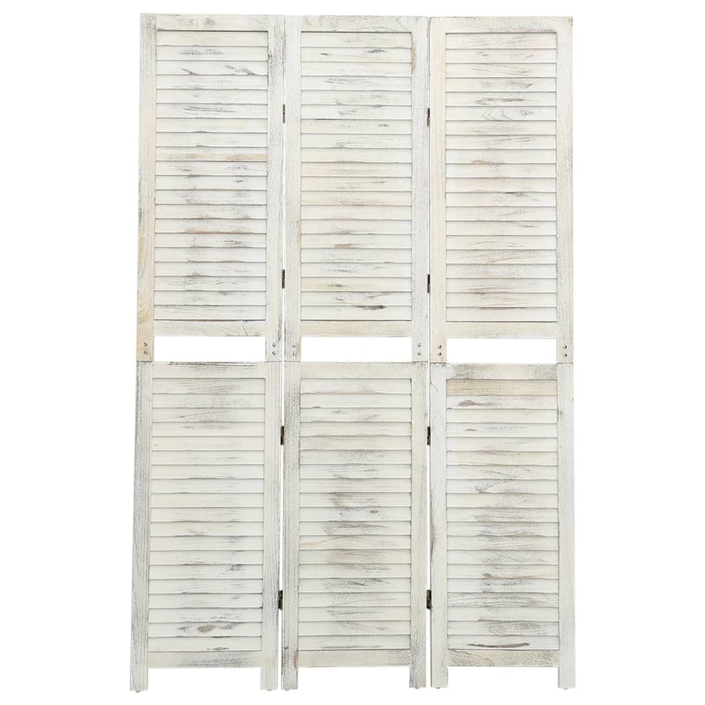 3-panels rumdeler 105x165 cm massivt træ antik hvid - number 1.