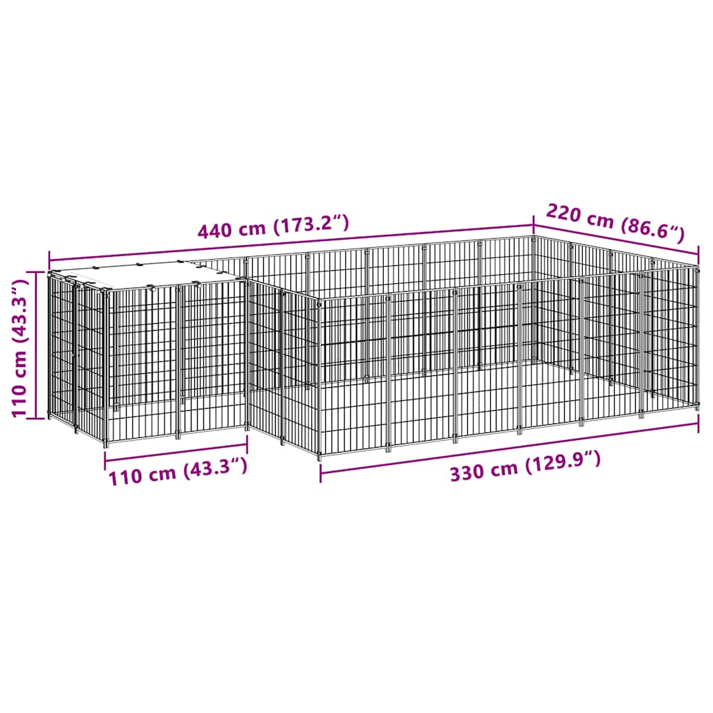Enclos pour chien 8,47 m² acier - noir, 15,73 m², 1 - number 6.