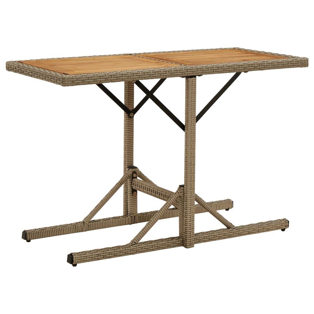 Havebord massivt akacietræ og polyrattan beige - number 1.