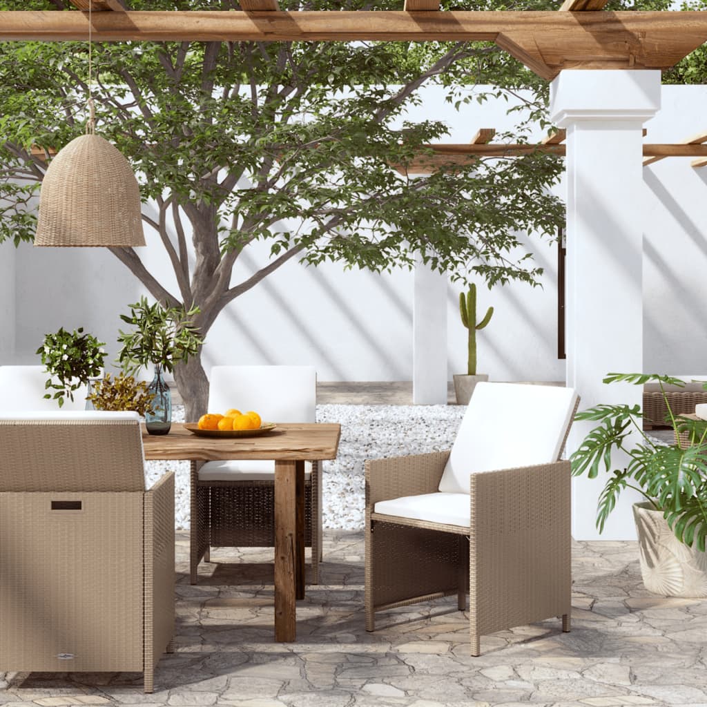 Havestole 4 stk. med hynder polyrattan beige - number 1.
