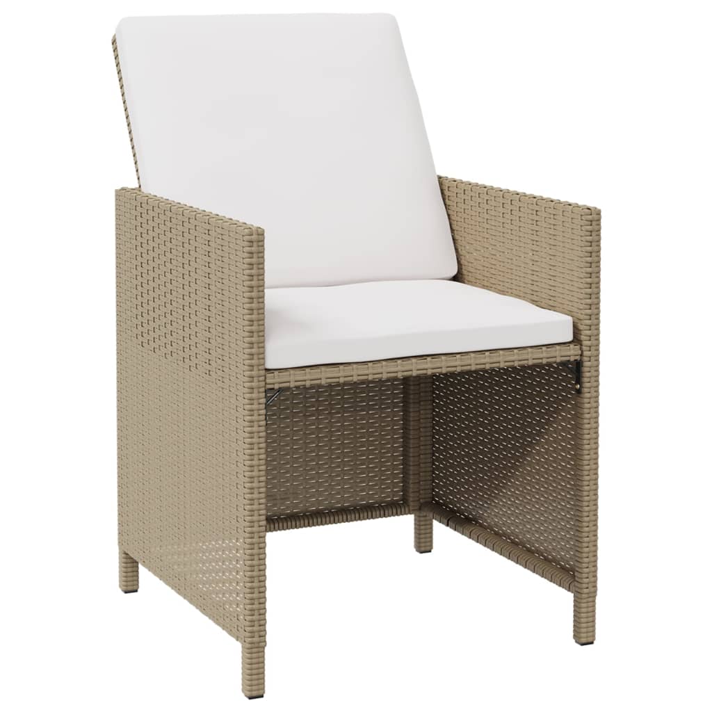 Havestole 4 stk. med hynder polyrattan beige - number 3.