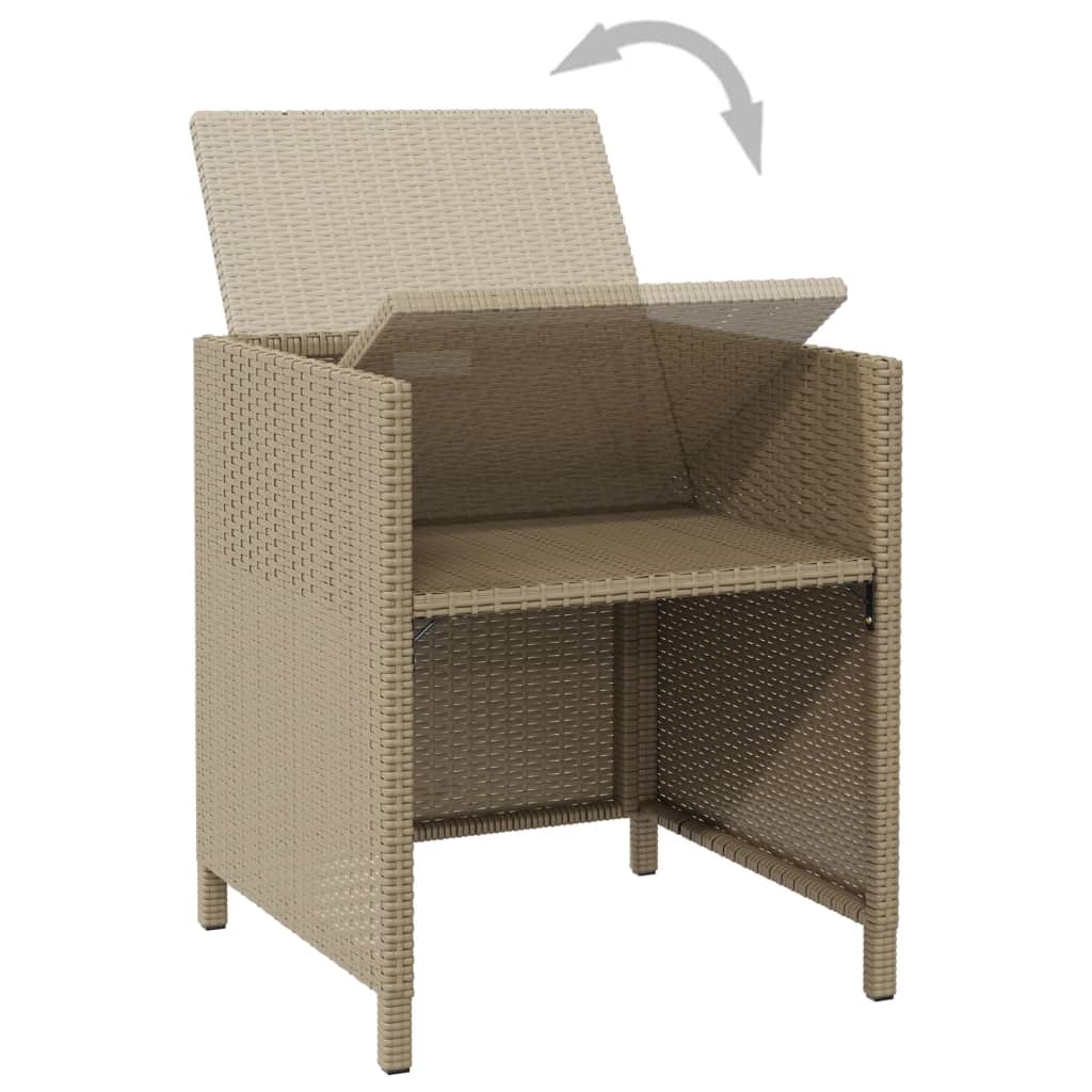 Havestole 4 stk. med hynder polyrattan beige - number 7.