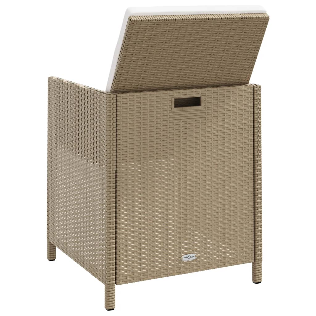 Havestole 4 stk. med hynder polyrattan beige - number 6.