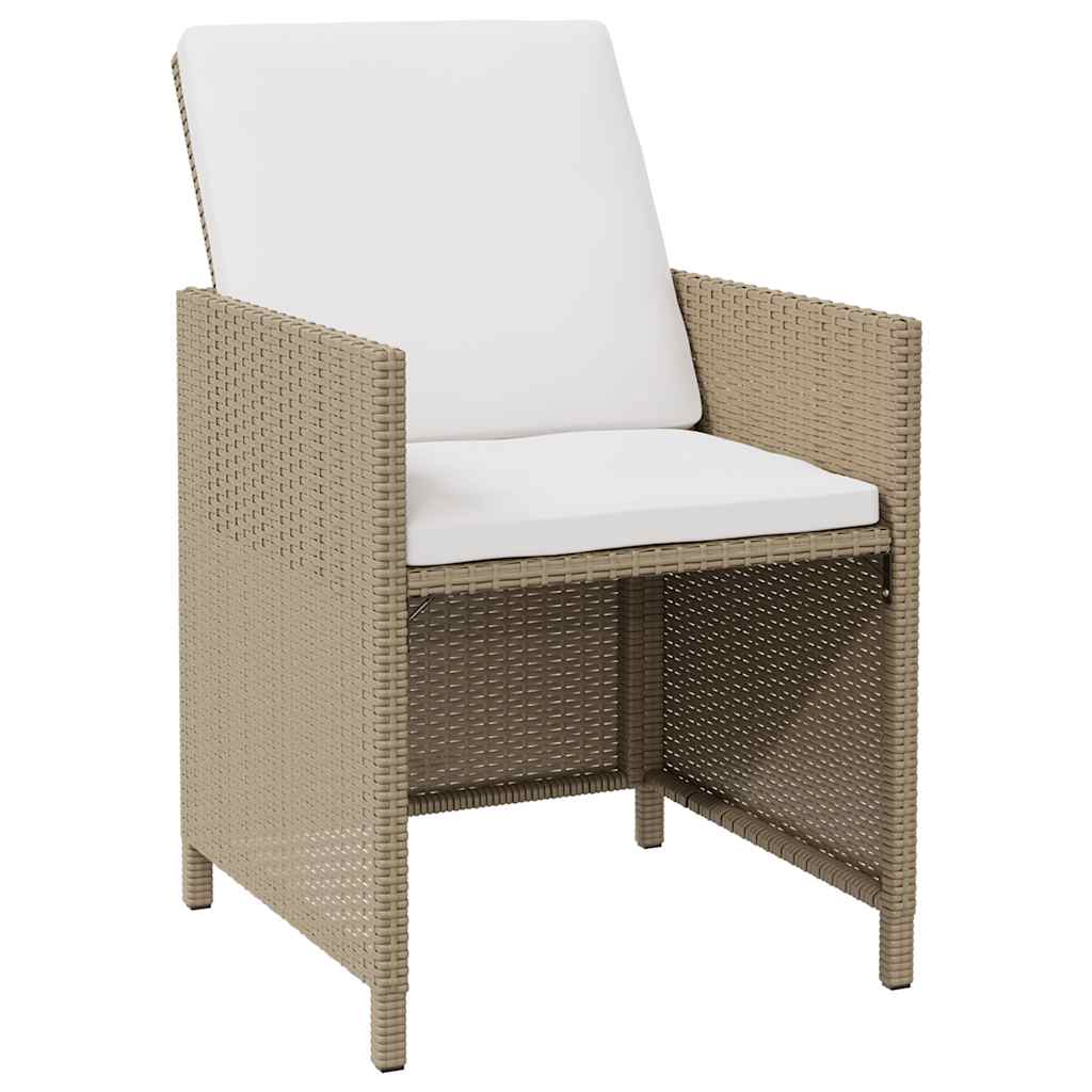 Havestole med skamler 2 stk. polyrattan beige - number 2.