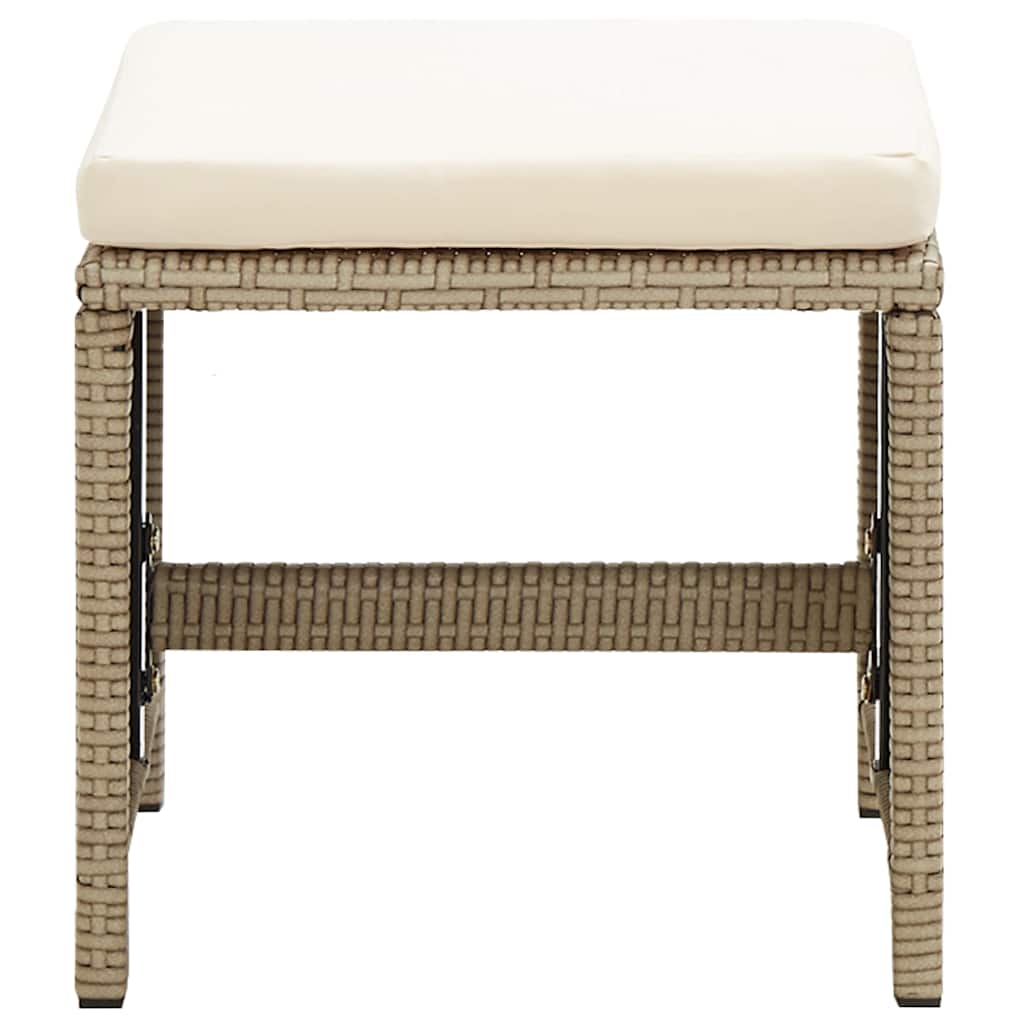 Havestole med skamler 2 stk. polyrattan beige - number 11.
