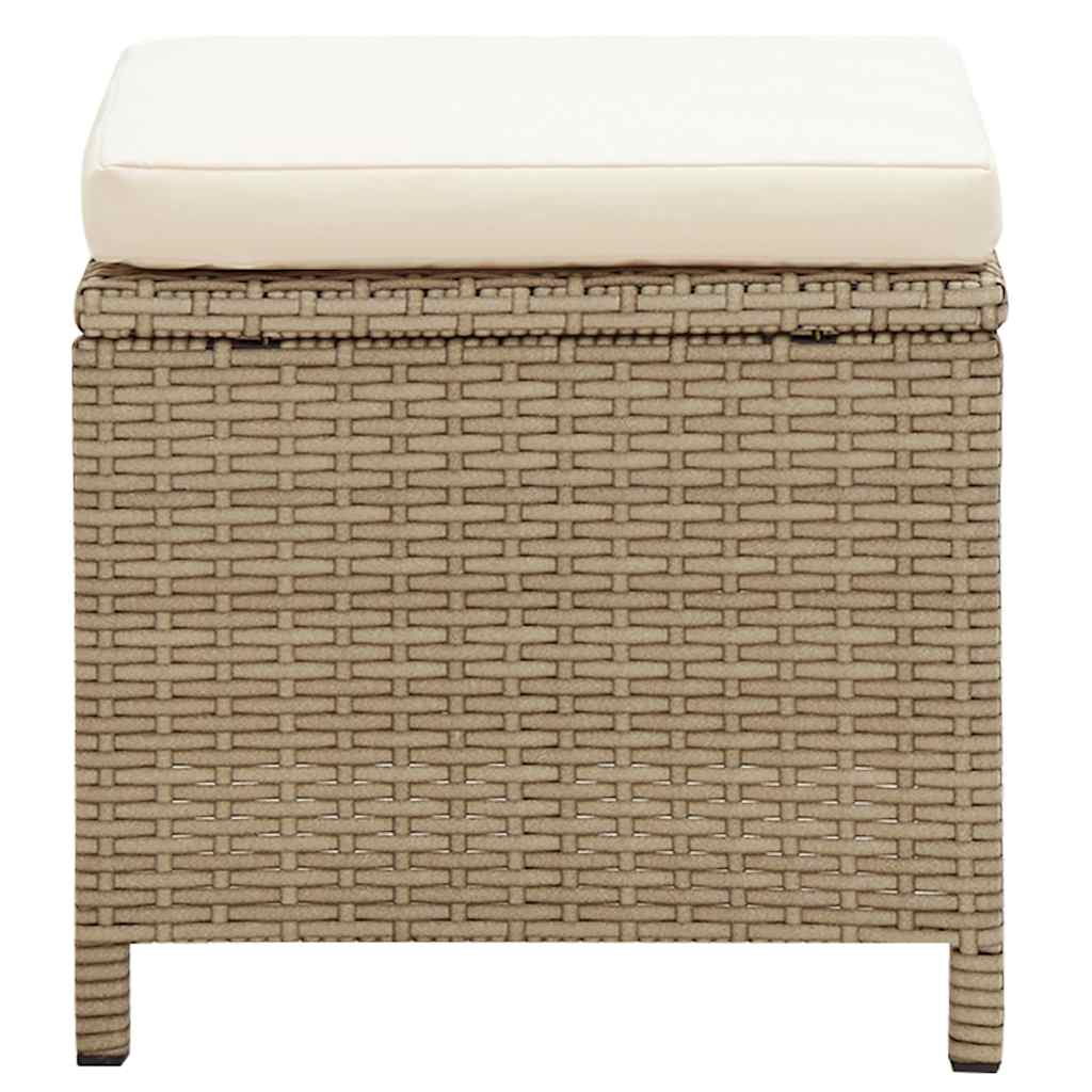 Havestole med skamler 2 stk. polyrattan beige - number 12.