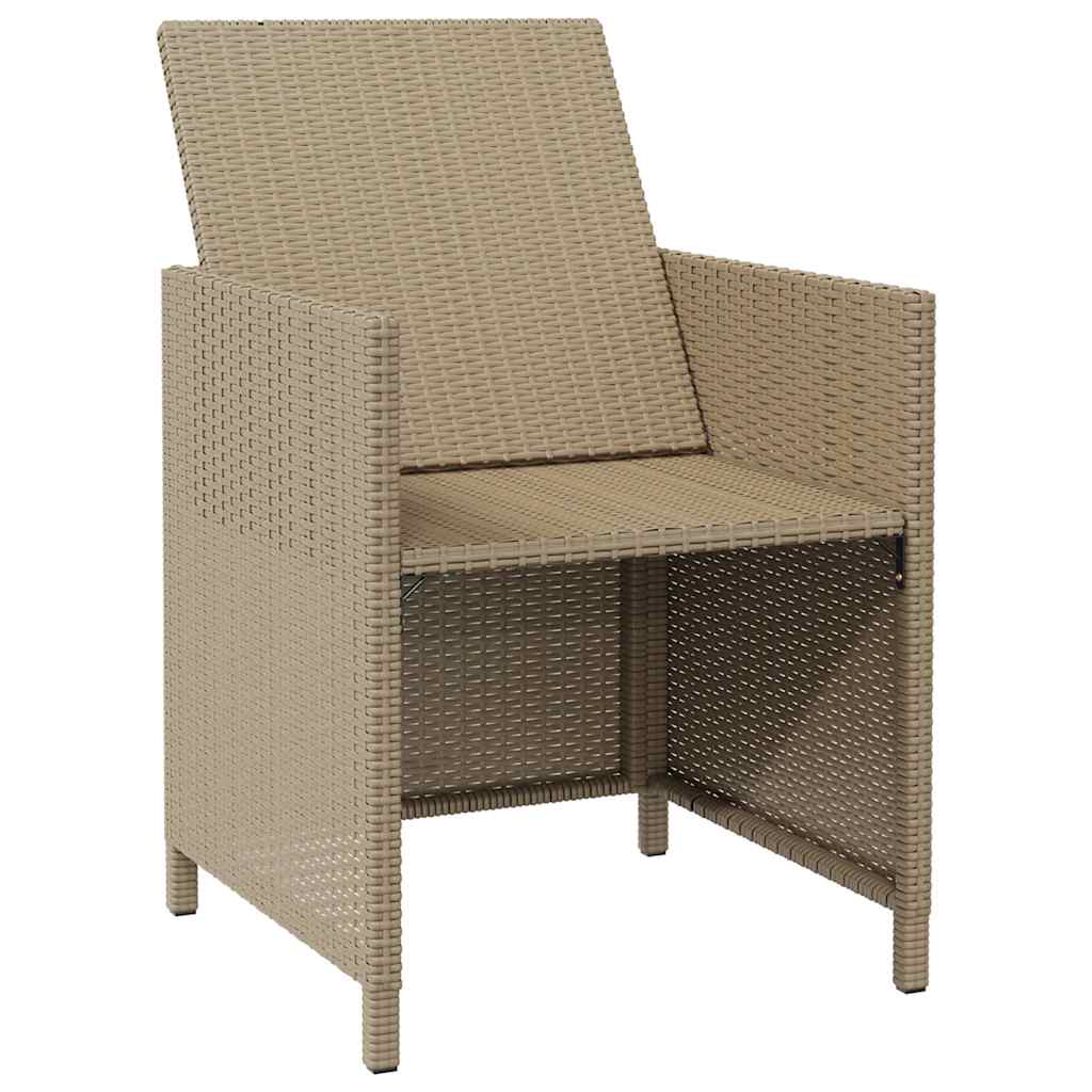 Havestole med skamler 2 stk. polyrattan beige - number 4.