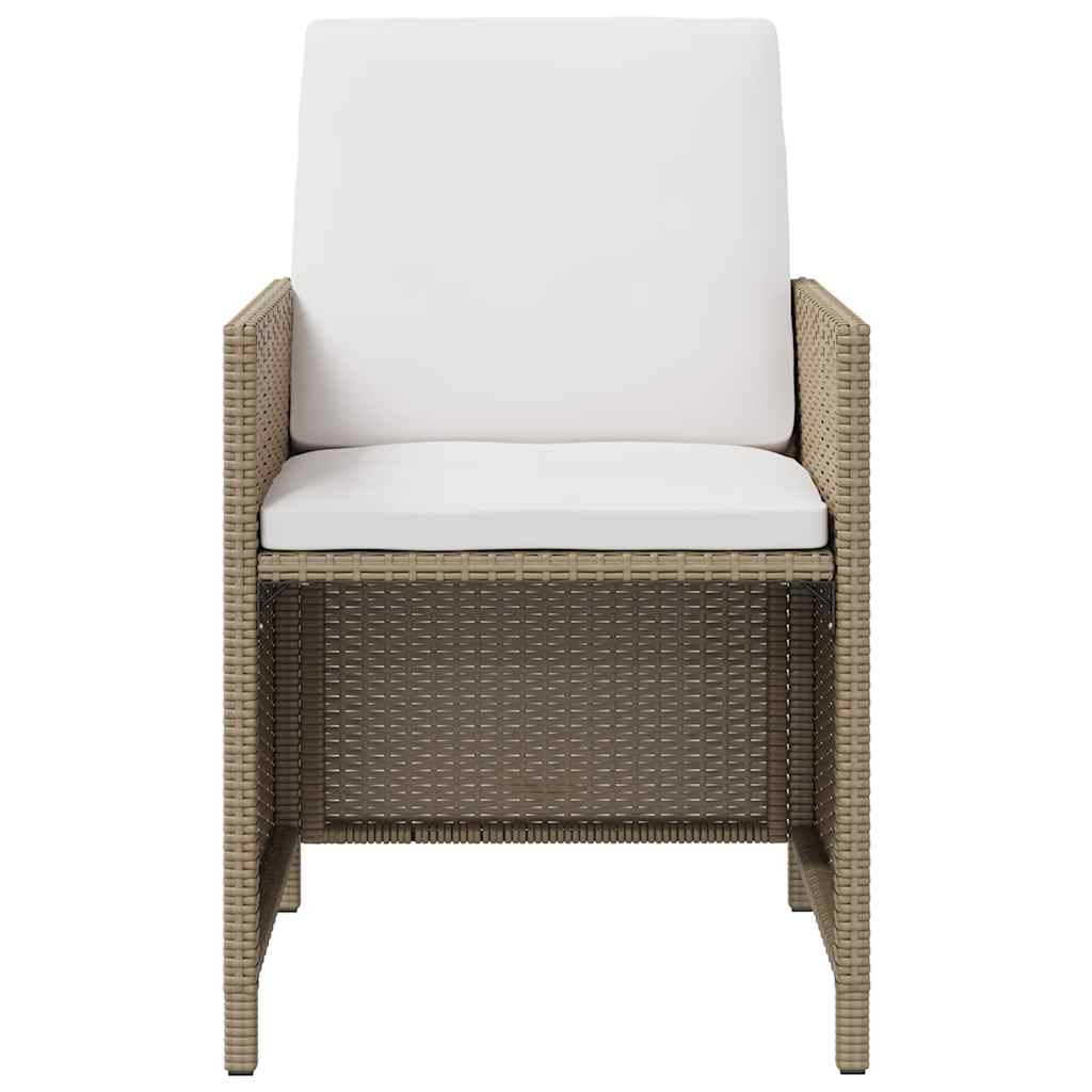 Havestole med skamler 2 stk. polyrattan beige - number 3.