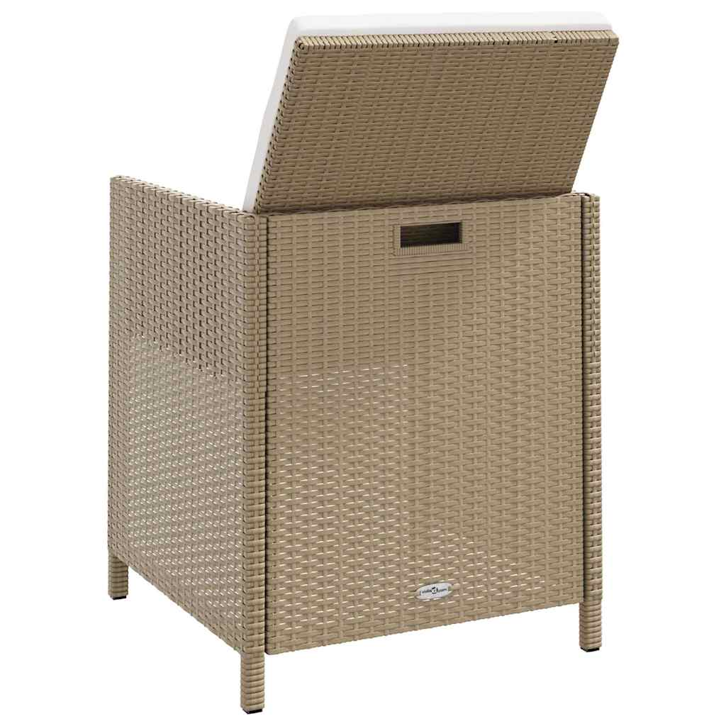 Havestole med skamler 2 stk. polyrattan beige - number 6.