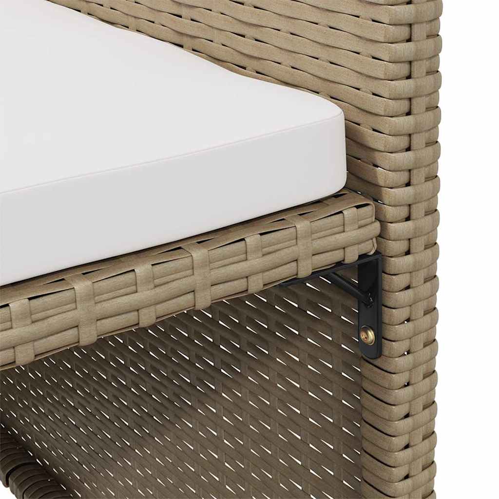 Havestole med skamler 2 stk. polyrattan beige - number 8.