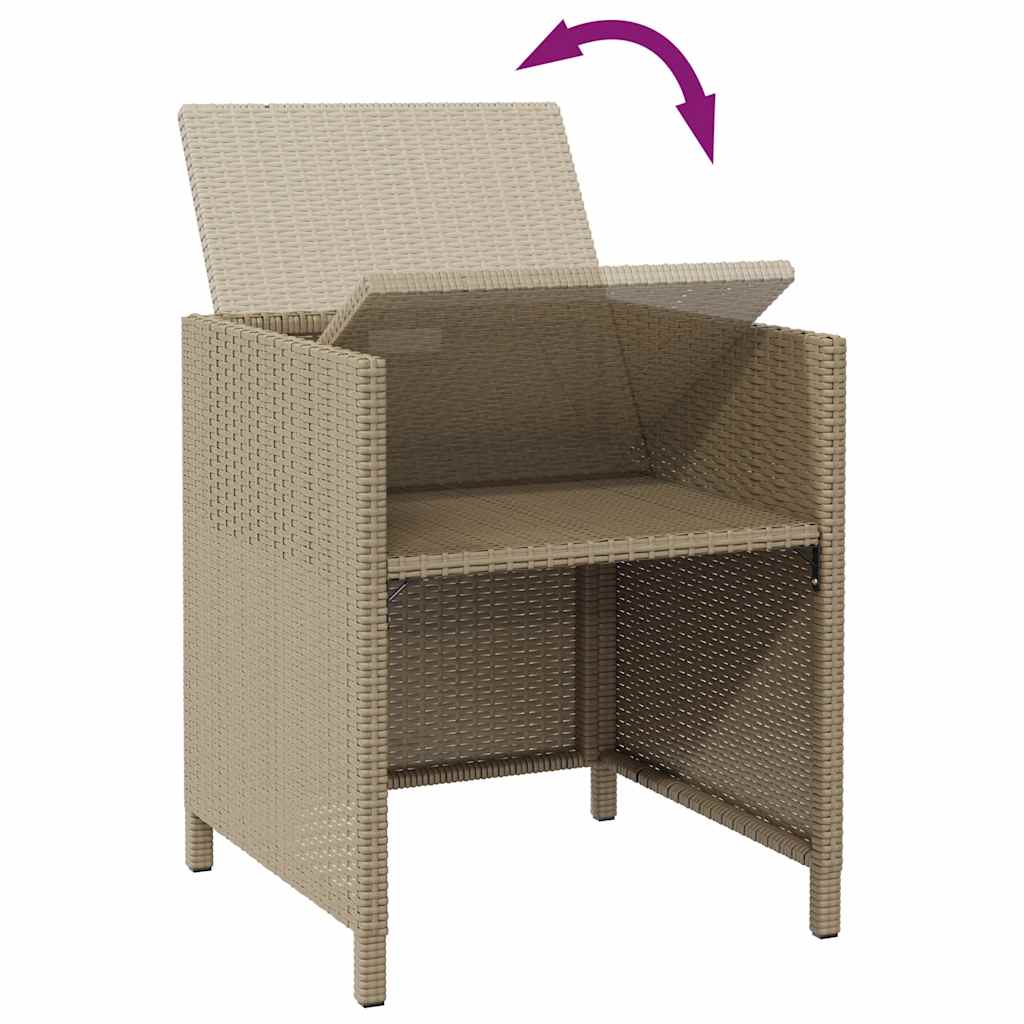 Havestole med skamler 2 stk. polyrattan beige - number 7.